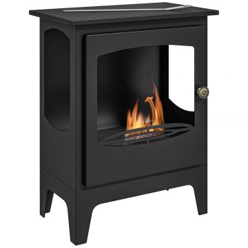 semineu pe Bioetanol, Biosemineu cu Arzator de 1,2L pentru 3 Ore Durata de Ardere, 36x26x54 cm, Negru