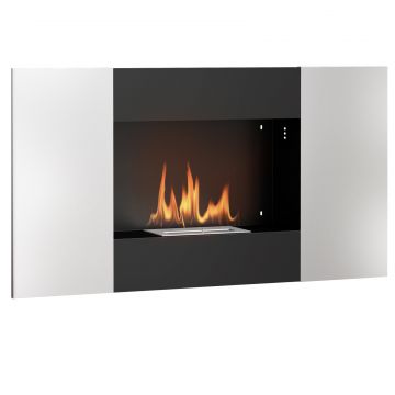 semineu pe Bioetanol de 0,9L pentru Durata de 3,3 ore, Biosemineu incastrabil din Otel si Sticla, 100x15x54 cm, Negru